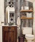 Bathroom with Gray Shiplap Peel And Stick Wallpaper Wood Contact Paper 17.7 By 393.7 Inches Distressed Wood Grain Roll on walls