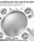 Close-up of fine-polished inner wall of pneumatic clamping cylinder with lever arm, aluminum alloy, 1 inch bore clamp for jigs.