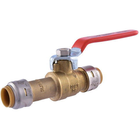 Max One Half Inch Slip Ball Valve With Push To Connect Brass Plumbing Fitting For Copper And CPVC Integrated Shut Off UR24735