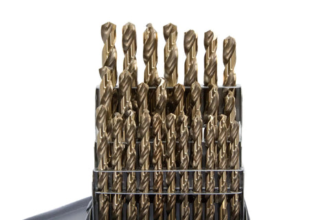 29 Piece M42 Cobalt Screw Machine Drill Bit Set Stub Length A Through Z Sizes Gold Oxide Finish for Stainless Steel and Hard Metals
