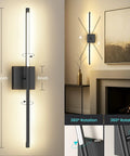 Rock Solid Rechargeable Wall Lights With 10000 Mah Battery Running Thirty To Fifty Hours On Single Charge Twenty Nine Inch Black Frame shown mounted beside a fireplace.