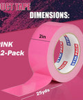 Pink Duct Tape Heavy Duty 2 Roll Set, 9 Mil Thick, 2 Inch By 25 Yards Each, Waterproof No Residue Tear By Hand Tape Built For Indoor And Outdoor Fixes, Flexible Adhesive For Quick DIY Jobs, Tough As Nails. Pink 2-pack duct tape roll, 2in x 25yds