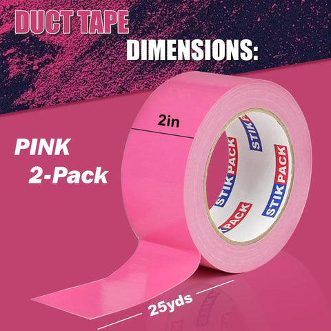 Pink Duct Tape Heavy Duty 2 Roll Set, 9 Mil Thick, 2 Inch By 25 Yards Each, Waterproof No Residue Tear By Hand Tape Built For Indoor And Outdoor Fixes, Flexible Adhesive For Quick DIY Jobs, Tough As Nails. Pink 2-pack duct tape roll, 2in x 25yds