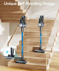 8 In 1 Cordless Stick Vacuum With 3 Suction Modes, Up To 45 Minutes Runtime, Self Standing And Rechargeable shown on stairs