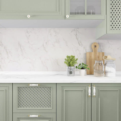 White Gold Marble Matte Vinyl Contact Paper Peel And Stick Self Adhesive Wallpaper For Kitchen Countertops And Bathrooms Waterproof Roll 32 By 354 Inches 78 Sq Ft Easy Install Today For A Quick Home Reno backsplash in kitchen scene