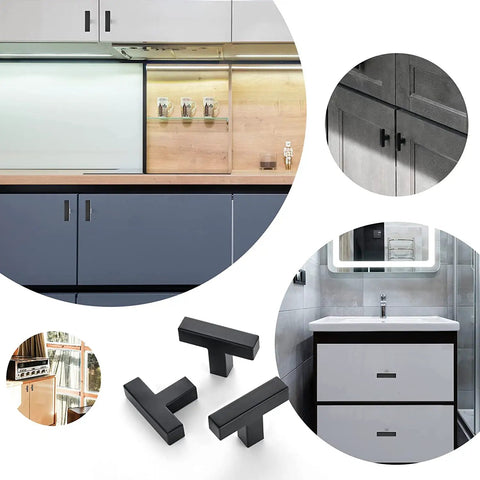 30 Pack Matte Black Square Cabinet Knobs And Pulls 2 Inch Square Bar Handles for Single Hole Kitchen Cabinets in modern kitchen settings