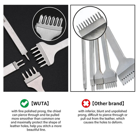 Leather Hole Punch Tool Set With Pricking Iron And Diamond Stitching Chisel, high-strength steel, comparison of brands