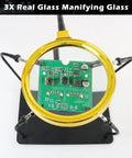 Helping Hands Soldering Station With 3X Magnifying Glass, electronic circuit under magnifier for precise repairs