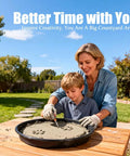 Woman and child using 4 Pack Round Stepping Stone Molds For Concrete, 13.6 Inch Diameter And 1.53 Inch Depth in garden