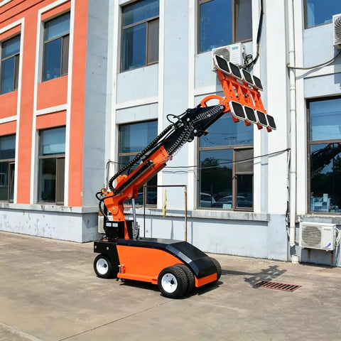 Heavy Duty Electric Glass Vacuum Lifter With Slick Suction Tech For Architectural Panels at a job site, featuring powered suction cups.