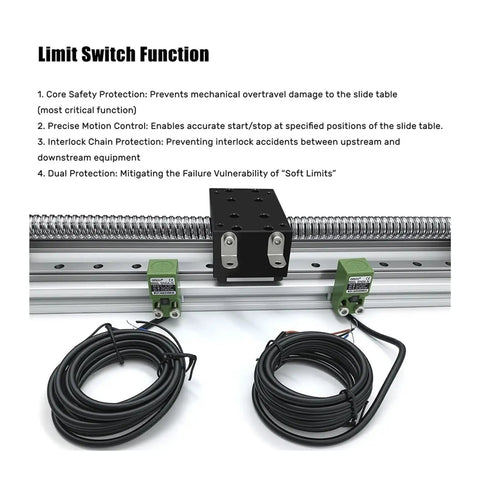 Nema 23 Linear Motor Kit Featuring 80Mm Wide Cnc Sliding Table And Badass Double Rail Stage showing limit switch function protection.