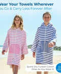 Kids wearing Ultra Soft Turkish Cotton Kids Bathrobe And Hooded Towel Poncho with Zip Up and Pockets at beach