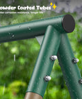 Close-up of rust-resistant powder coated tubes on Backyard Swing Set With 45 Inch Platform Saucer Swing And Belt Swing For Kids Ages 3 To 8