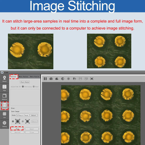 Pro Grade Light And Dark Field Electron Metallographic Microscope With 4K HD Measurement Camera For Direct Computer Or Monitor Connection Via HDMI USB 3 And LAN For Quick Setup And Precise High Resolution Imaging Plug And Play Ready image stitching software screen