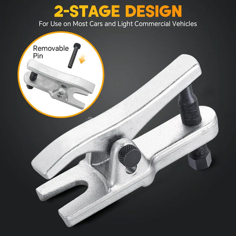Shop Grade Adjustable Ball Joint Separator Heavy Duty Steel Automotive Tool Beats Rust Tight Joints Spanning One Inch To Two Inches Absolutely No Sweat Guaranteed, showing a 2-stage design.