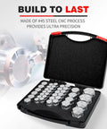 Open case of 80 Piece ORFS Cap And Plug Kit For Hydraulic Fittings Galvanized 45 Steel With Precision Threading