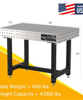 Hardcore Heavy Duty Steel Welding Fixture Table With Laser Cut Holes And Adjustable Levelers For Your Shop Rig And 48X30 Grind Ready Metal Fabrication Setup at 48x30 size.