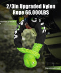Two Pack Beefy Synthetic Soft Shackles Three Quarter Inch By Twenty Three Inch With Sixty Six Thousand Pounds Break Strength For Off Road Recovery Tow Rigging Marine Green attached to vehicle