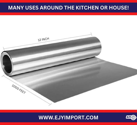 Heavy Duty Aluminum Foil Roll 12 Inch By 1000 Feet Long Industrial Strength Commercial Grade Food Wrap For Home And Food Service Use Extra Long Length Strong Silver