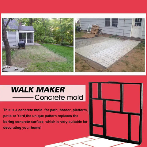 Plus Size Concrete Path Maker Molds No Skills Needed 20 By 20 By 1.8 Inches Reusable Stepping Stone Pavers in use outdoors.