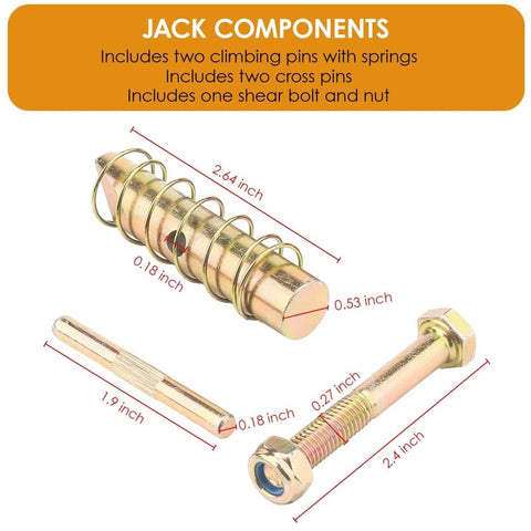 DIY Friendly All In One Lift Jack Repair Kit FK One with climbing pins, springs, cross pins, shear bolt, and nut, gold finish