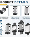 MGN9H Linear Bearing Carriage Block with Mini Guide and Wrench, 9mm Linear Motion Slide Rail Compatible, product details image
