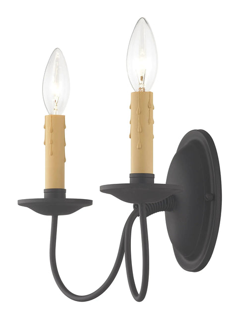 Heritage Two Light Black Wall Sconce Built From Solid Steel With Classic Traditional Design for timeless indoor lighting.