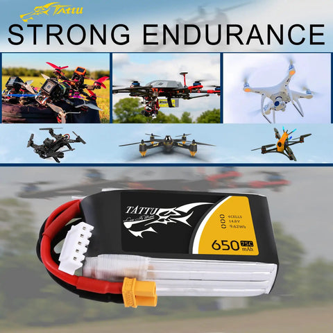 650mAh 4S1P 75C 14.8V LiPo Battery With XT30 Plug For RC Drones And FPV Racing in multiple drone setups
