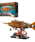 Steampunk Nautilus Submarine Building Kit With Gear Linked Propeller Modular Three Section Design Mini Boat And Undersea Adventure Scene For Dope Adult Hobbyists And Collectors display.