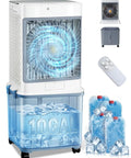 10 Gallon Swamp Cooler Evaporative Air Cooler Portable AC Unit with detachable tank, ice packs, and remote control for home use