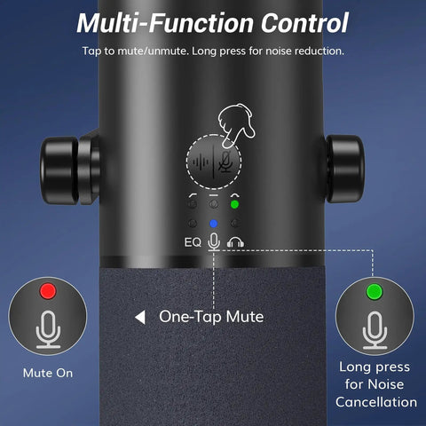 Dynamic Podcast Microphone For Studio With Cardioid XLR USB Outputs AI Noise Reduction Tap To Mute Controls Black TD510 Air H Plus