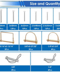 All In One 270 Piece Hitch Pin Kit With 31 Sizes For Trailers And Farm Equipment Includes Square PTO Pins Lynch Pins Cotter Pins Hairpins