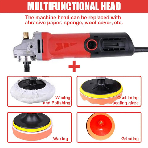 Pro Grade Wet Polisher With 4 Inch Diamond Polishing Pad Kit Six Variable Speeds From 1100 To 5000 RPM 860W 110V shown with attachments