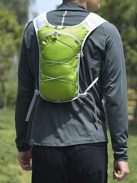 Back view of Women's Sports Tank Top Vest Hydration Backpack for Hiking, Running and Cycling with Water Bladder in green