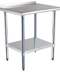 No Brainer Stainless Steel Workbench With Backsplash 24 By 30 Inches NSF Certified Durable Top Supports 400 Lbs And Galvanized Shelf 300 Lbs