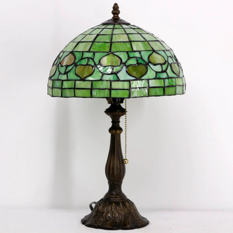 Tiffany Style Stained Glass Table Lamp With 12 Inch Shade And 19 Inch Tall Antique Bronze Base UL Listed Reading Light