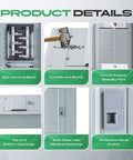 Pro Style 12 Space Circuit Breaker Panel 125 Amp Indoor Load Center With Main Lug Steel Enclosure details including terminal block and openings.