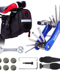 10 In 1 Bike Repair Kit With Tire Levers Glueless Patches Bone Wrench Chain Breaker And Waterproof Saddle Bag in use