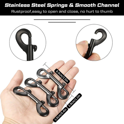 8 Pack Double Ended Snap Hooks Bolt Snaps Heavy Zinc Alloy Multipurpose Clips For Keys Leashes Buckets Dog Feed Water Containers Black 3.5 Inch Beefy Heavy Duty Hardware Kit