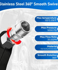 360 Degree Swivel Pressure Washer Fittings M22 14mm Thread 5000 PSI Universal Connectors For Hassle Free Hose Maneuvering And No Kinks Two Pack Ideal For Home And Professional Cleaning Tasks, stainless steel swivel connector
