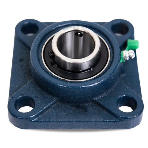 UCF20516 Pillow Block Bearing Kit, 4 Pack, 1 Inch Bore, 4 Bolt Flange Mount, Solid Square Base, Self Aligning, Pre Lubricated For Easy Install And Heavy Duty Use, blue cast iron flange bearing