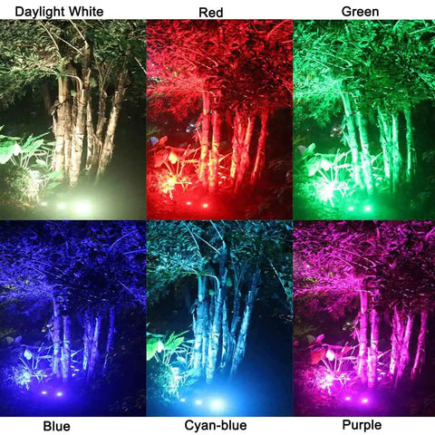 RGB Low Voltage Landscape Lights 6W Outdoor Garden Pathway Lighting Kit with Remote Control Waterproof 12V/24V 16 Color Changing LEDs for Indoor and Outdoor Decor 90 Degree Beam 8 Pack