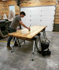Person applying 100 Percent Pure Tung Oil Wood Finish For Any Project No VOCs Food Safe FDA Food Contact Safe Ingredients.