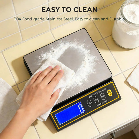 Cleaning 66 Lb Digital Kitchen Scale with Percentage Weighing, 30 Kg Capacity, 1 G Readability, Rechargeable Battery, Big LCD