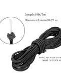 10 Ft D Loop Rope For Compound Bowstring Archery, Nocking Loop Release String, Adjustable Size, Black, coiled with dimensions