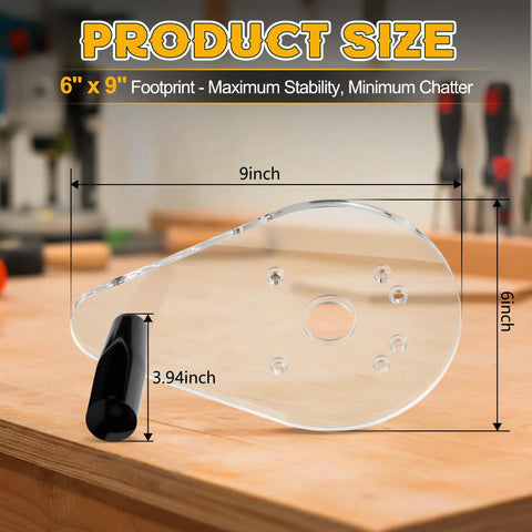 Precision Router Base Plate Delivering Dead Nuts Alignment And Killer Stability For Compact Woodworking Compatible With Dewalt DwP611 And Dcw600B Single Handle Routers, 6x9 inch size.