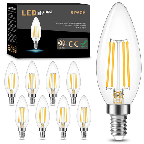 Dimmable E12 Candelabra LED Bulb 60W Equivalent B11 Candle Shape Clear Glass 3000K Soft White 8-pack
