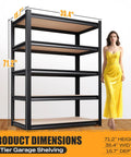 Heavy Duty Garage Shelving Unit With 2050 Lb Capacity, Industrial Grade Steel, Metal Adjustable Storage Rack For Basement Pantry Kitchen And Warehouse, 71 Inch Tall Black, 5-tier dimensions