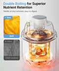 All-In-One Baby Food Maker Steamer And Blender showing double boiling for nutrient retention with bear soft setting