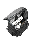 Vintage Laptop Backpack With USB Charging Port For Men And Women showing open top with visible laptop sleeve and organized compartments